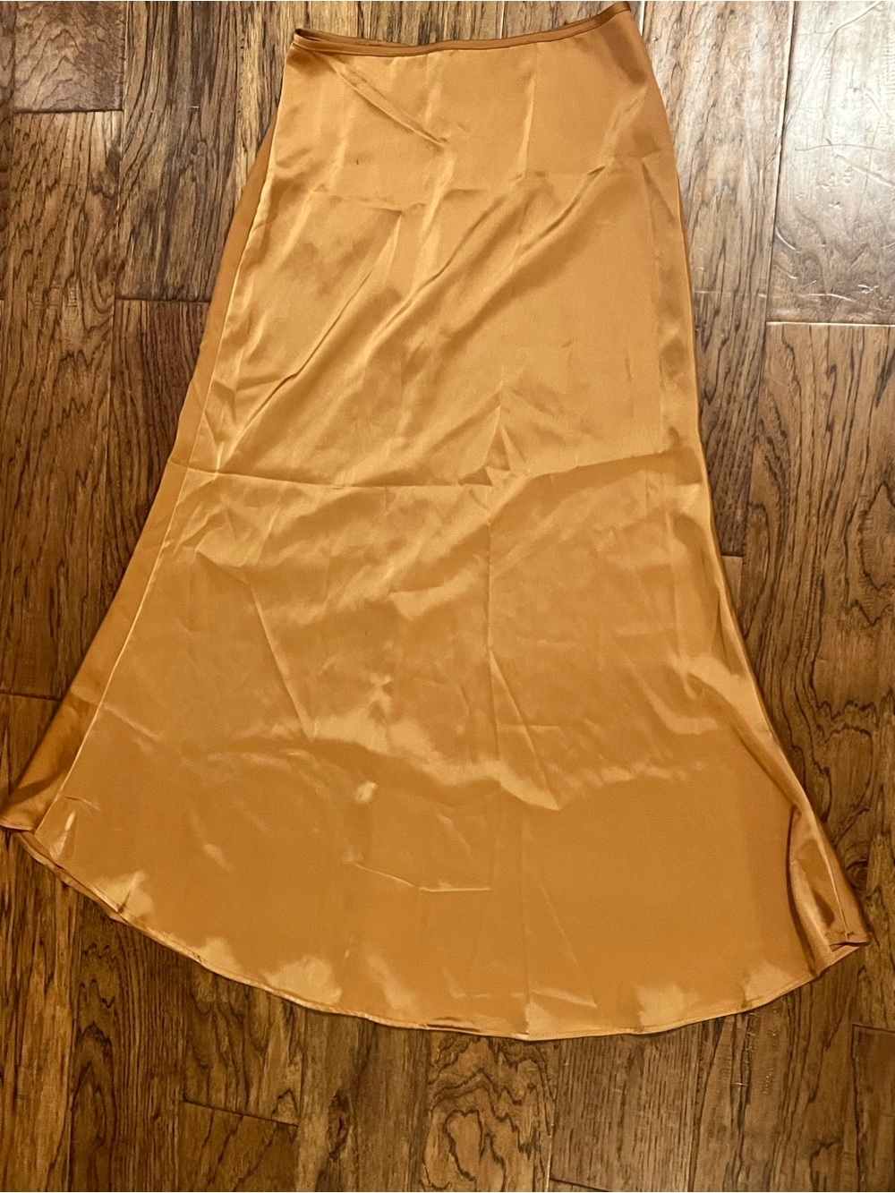 Silky A-Line Midi Skirt in Mustard Gold